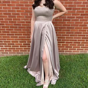 Champagne colored prom dress